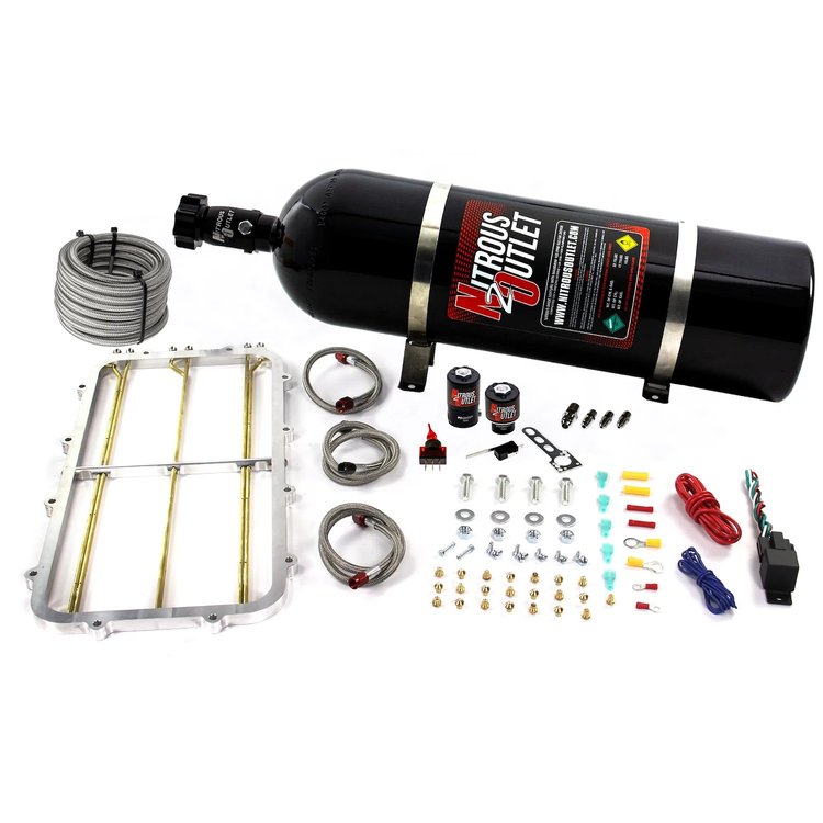 00-10183-15 GM Holley Hi-Ram Single Stage Intake Spacer Plate System, Gas/E85, 5-55psi, 50-300HP, 15lb Bottle