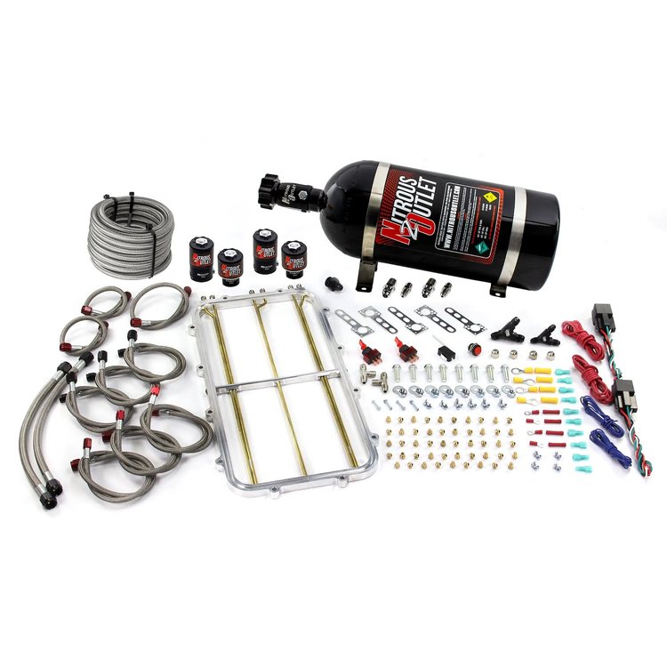 00-10184-10 GM Holley Hi-Ram Dual-Stage Intake Spacer Plate System, Gas/E85, 5-55psi, 50-300HP, 10lb Bottle