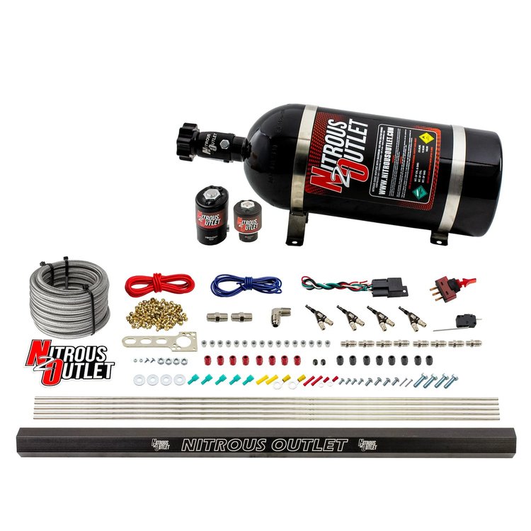 00-10362-R-10 4-Cyl Direct Port System, .122 Nitrous Solenoids/.177 Fuel Solenoids/Dual Passage Injection Rail