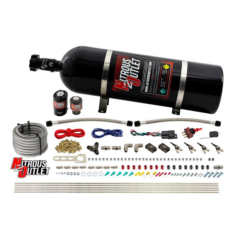 00-10362-R-15 4-Cyl Direct Port System, .122 Nitrous Solenoids/.177 Fuel Solenoids/Dual Passage Injection Rail