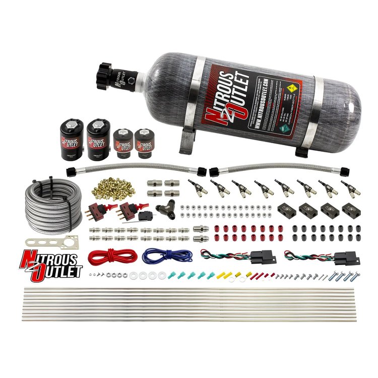 00-10363-DS-12 4-Cyl Dual-Stage Direct Port System, Two .122 Nitrous Solenoids