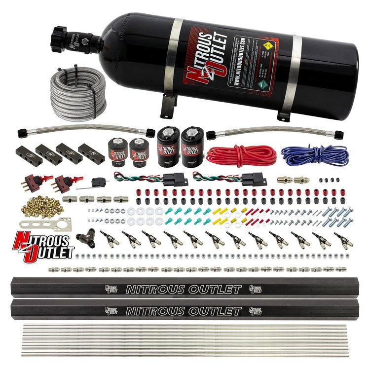 00-10399-DS-15 6-Cyl Dual-Stage Direct Port System, Two .122 Nitrous Solenoids