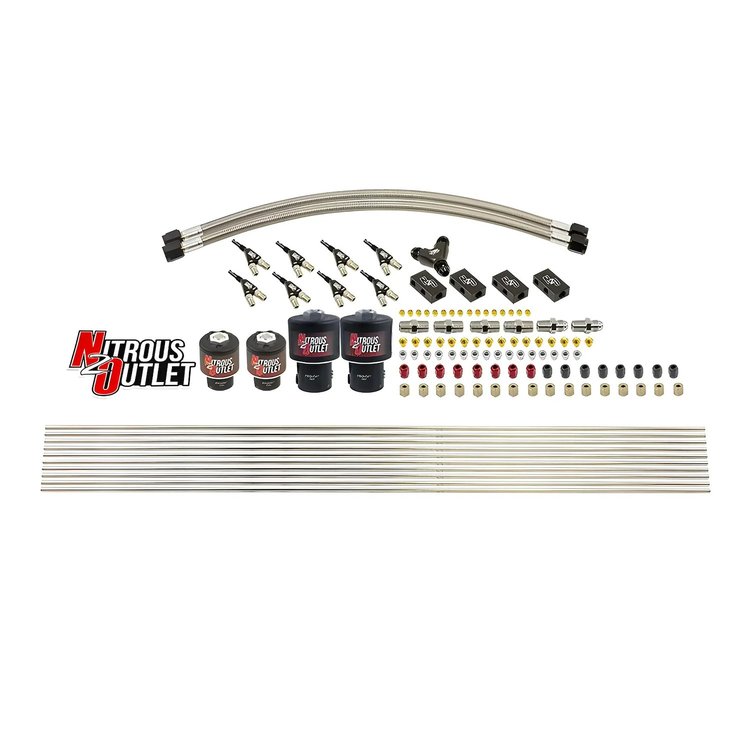 00-10422-T 8-Cyl Solenoids Forward Direct Port Conversion Kit, Two .178 Trashcan Nitrous Solenoids/Two .177 Fuel Solenoids