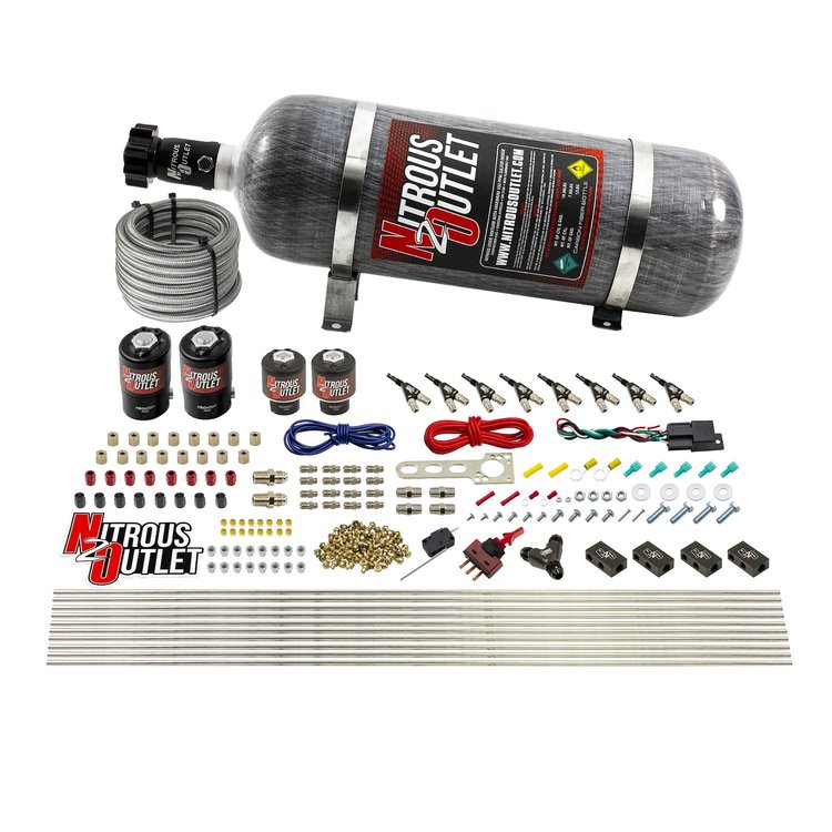 00-10433-L-12 8-Cyl Direct Port System, Two .112 Nitrous Solenoids/Two .177 Fuel Solenoids/Compact Distribution Blocks