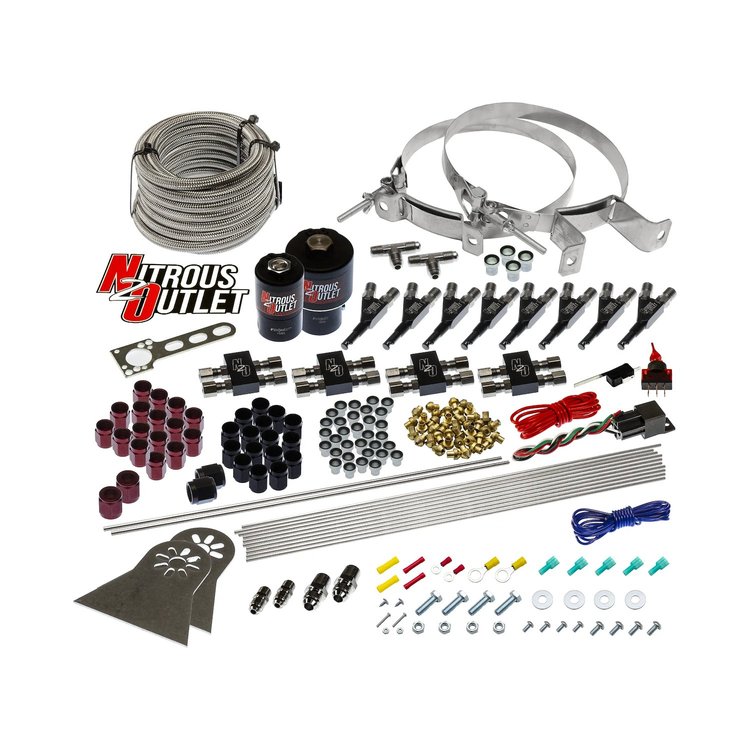 00-10435-T-00 8-Cyl Direct Port System, Two .178 Trashcan Nitrous Solenoids/Two .310 Fuel Solenoids/Compact Distribution Blocks