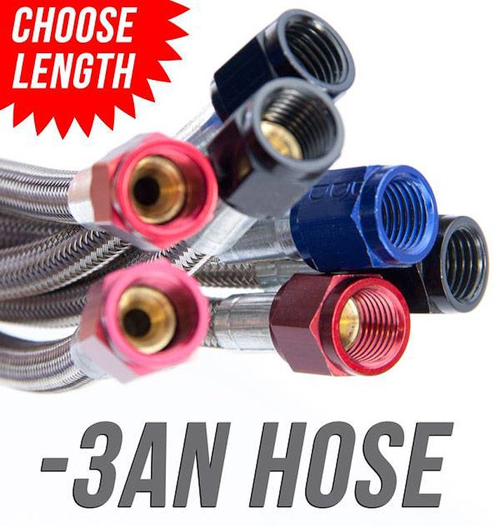00-20060 18 in. 3AN Stainless Braided Hose, Blue B-Nuts