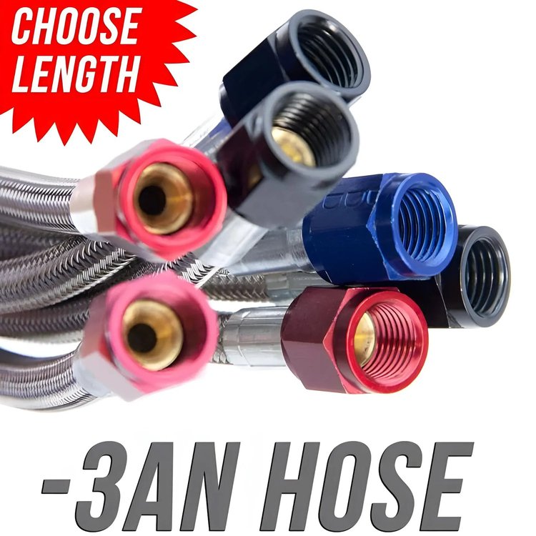 00-20240 48 in. 3AN Stainless Braided Hose(Black B-Nuts