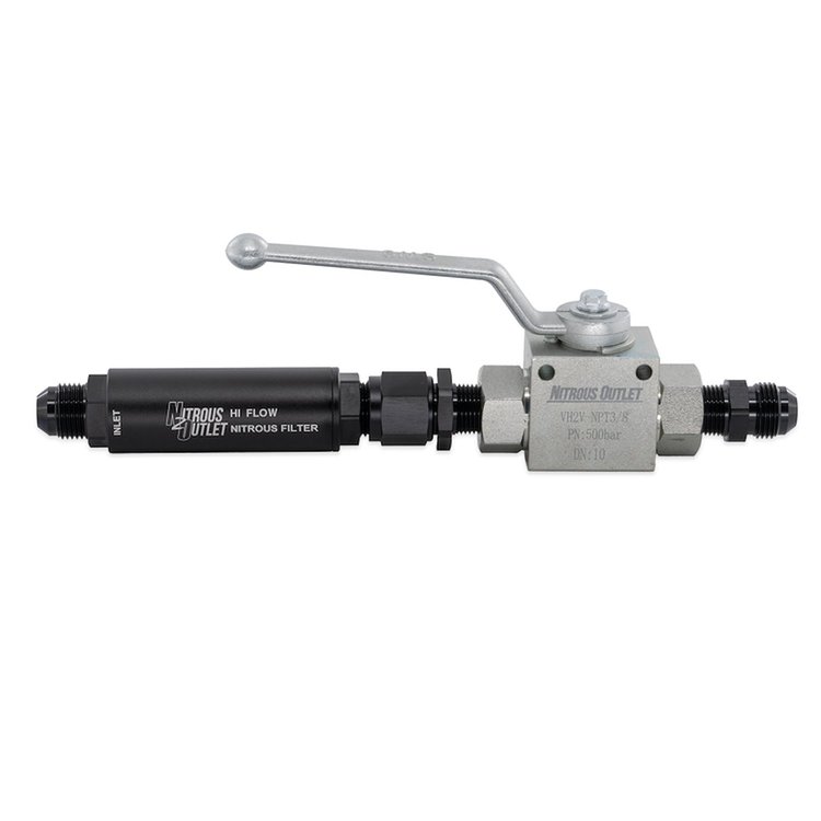 00-65011 Stainless Steel Inline Shut Off Ball Valve With Filter Rated to 7250 psi/8AN Fittings