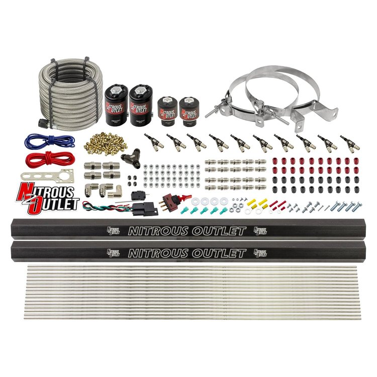 00-10496-E85-R-00 10-Cyl Direct Port System, Two .122 Nitrous Solenoid/Two .310 Fuel Solenoid/Two Dual Passage Injection Rail