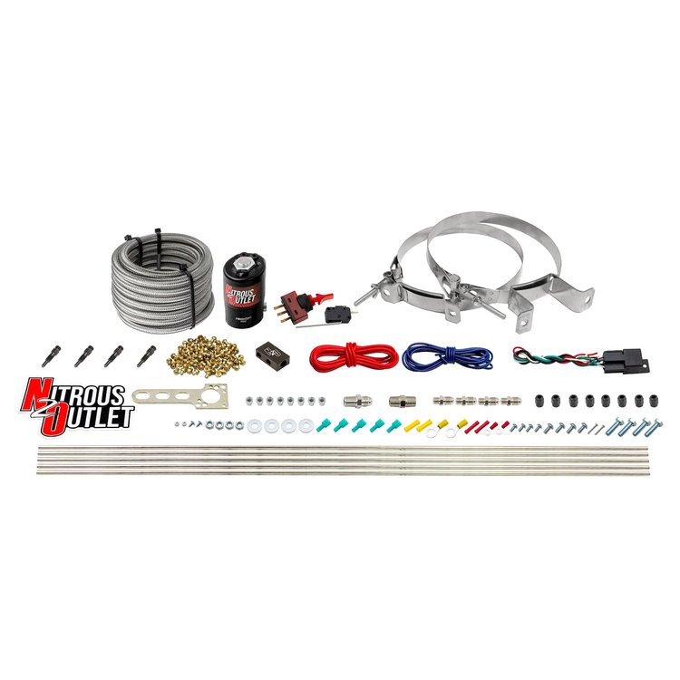 00-10360-SBT-00 Dry 4-Cyl Direct Port System, .122 Nitrous Solenoid/Distribution Block/SBT Nozzles, 50-250HP, No Bottle