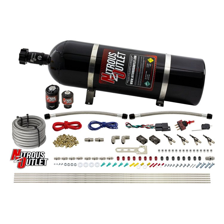 00-10362-E85-15 4-Cyl Direct Port System, .122 Nitrous Solenoid/.177 Fuel Solenoid/Distribution Blocks