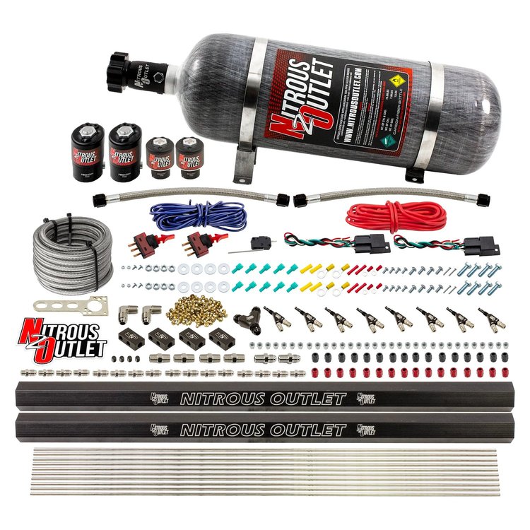 00-10362-R-DS-12 4-Cyl Dual-Stage Direct Port System, Two .122 Nitrous Solenoids