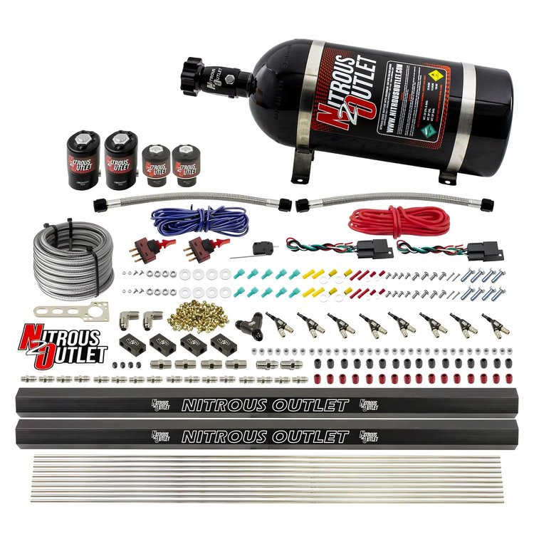 00-10363-R-DS-10 4-Cyl Dual-Stage Direct Port System, Two .122 Nitrous Solenoids
