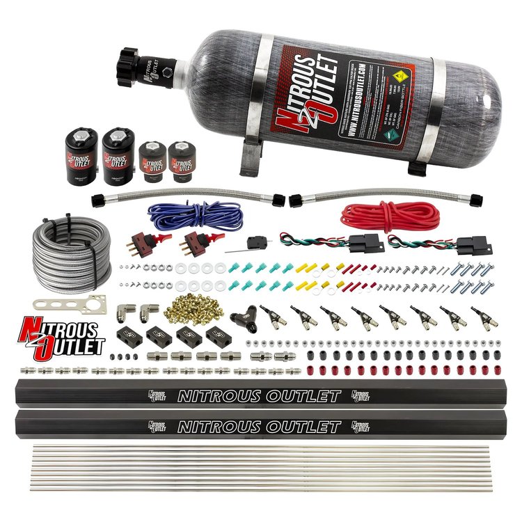 00-10363-R-DS-12 4-Cyl Dual-Stage Direct Port System, Two .122 Nitrous Solenoids
