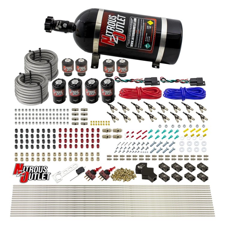 00-10433-H-DS-10 8-Cyl Dual-Stage Direct Port System, Four .122 Nitrous Solenoids/Four .177 Fuel Solenoids/Compact Distribution