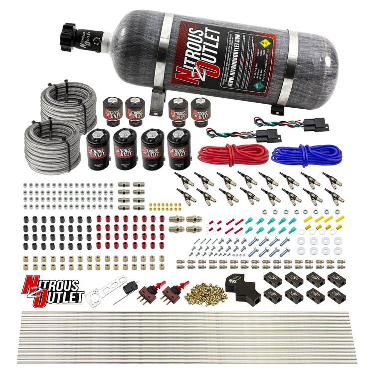 00-10433-H-DS-12 8-Cyl Dual-Stage Direct Port System, Four .122 Nitrous Solenoids/Four .177 Fuel Solenoids/Compact Distribution