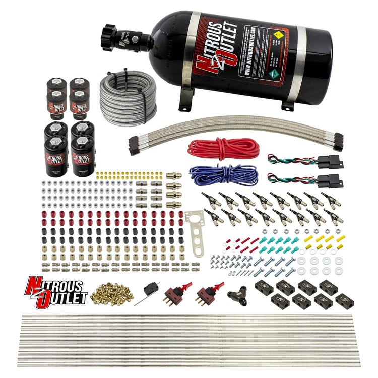 00-10434-L-DS-10 8-Cyl Dual-Stage Direct Port System, Four .112 Nitrous Solenoids/Four .177 Fuel Solenoids/Compact Distribution
