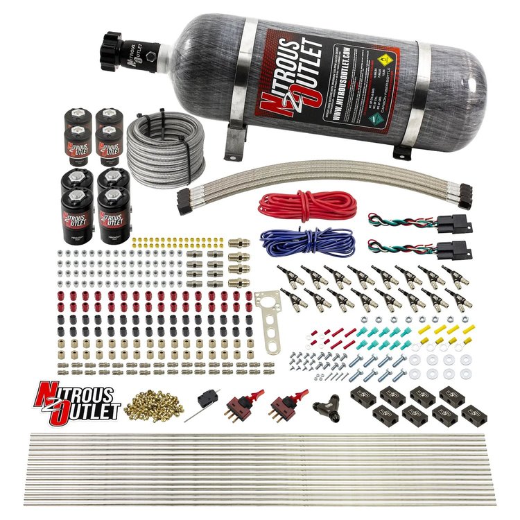 00-10434-L-DS-12 8-Cyl Dual-Stage Direct Port System, Four .112 Nitrous Solenoids/Four .177 Fuel Solenoids/Compact Distribution