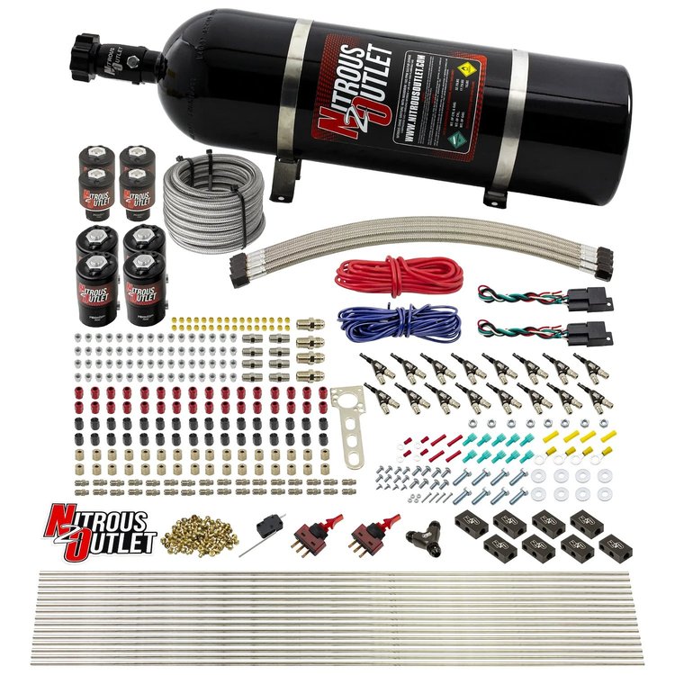 00-10434-L-DS-15 8-Cyl Dual-Stage Direct Port System, Four .112 Nitrous Solenoids/Four .177 Fuel Solenoids/Compact Distribution