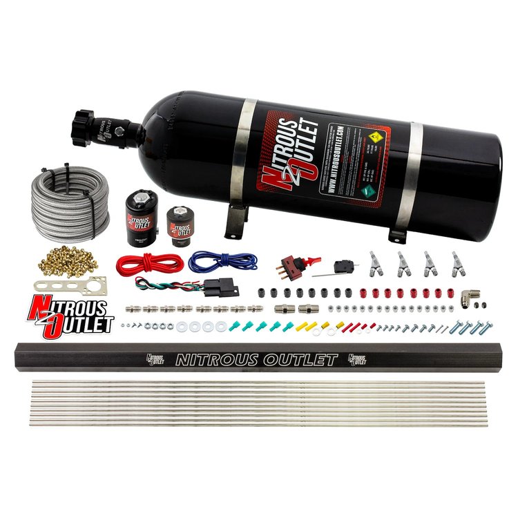 00-10362-R-SBT-15 4-Cyl Direct Port System, .122 Nitrous Solenoids/.177 Fuel Solenoids/Dual Passage Injection Rail