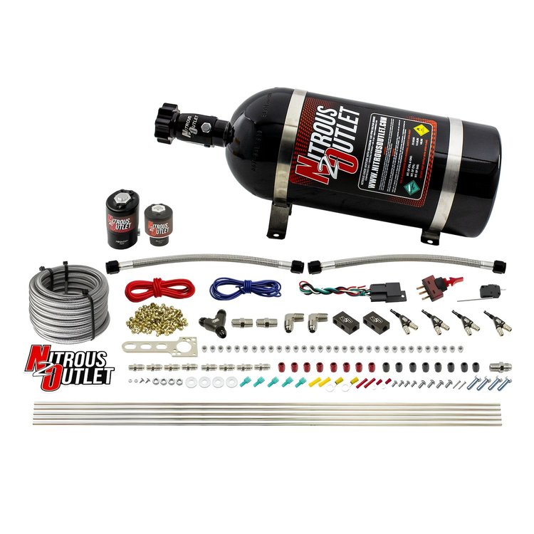 00-10363-E85-R-10 4-Cyl Direct Port System, .122 Nitrous Solenoids/.177 Fuel Solenoids/Dual Passage Injection Rail