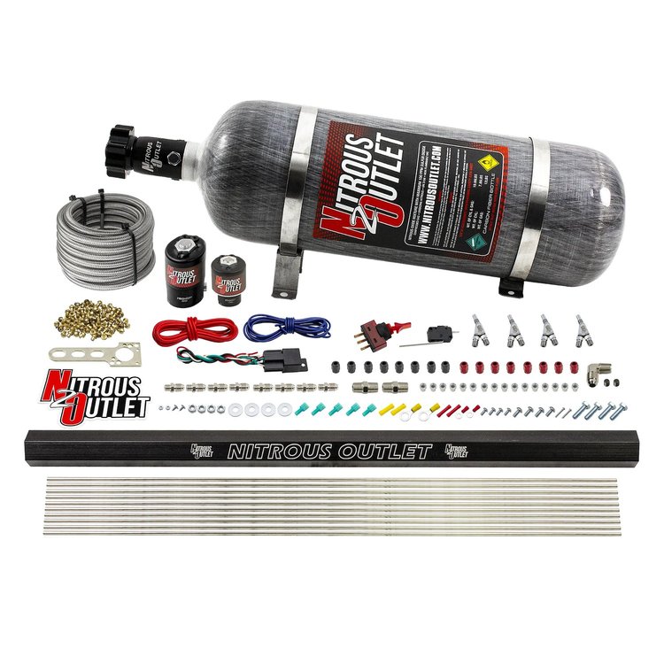 00-10363-R-SBT-12 4-Cyl Direct Port System, .122 Nitrous Solenoids/.177 Fuel Solenoids/Dual Passage Injection Rail
