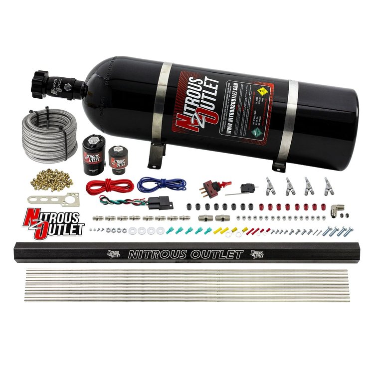 00-10363-R-SBT-15 4-Cyl Direct Port System, .122 Nitrous Solenoids/.177 Fuel Solenoids/Dual Passage Injection Rail