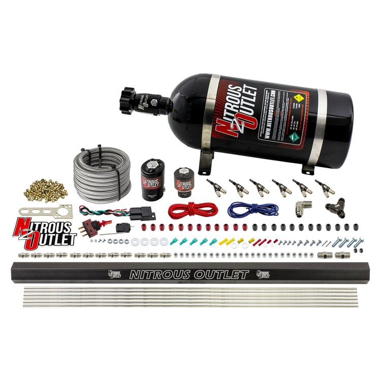00-10398-ALC-R-10 6-Cyl Direct Port System, .122 Nitrous Solenoids/.177 Fuel Solenoids/Dual Passage Injection Rail