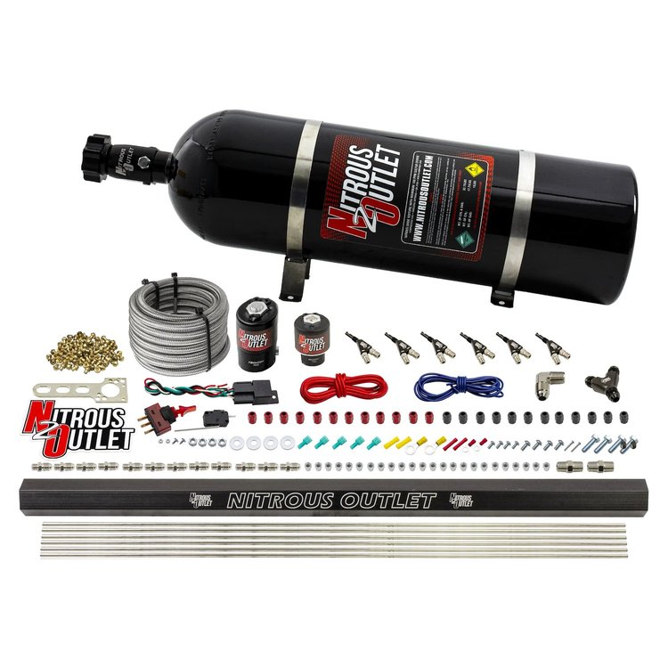 00-10398-ALC-R-15 6-Cyl Direct Port System, .122 Nitrous Solenoids/.177 Fuel Solenoids/Dual Passage Injection Rail