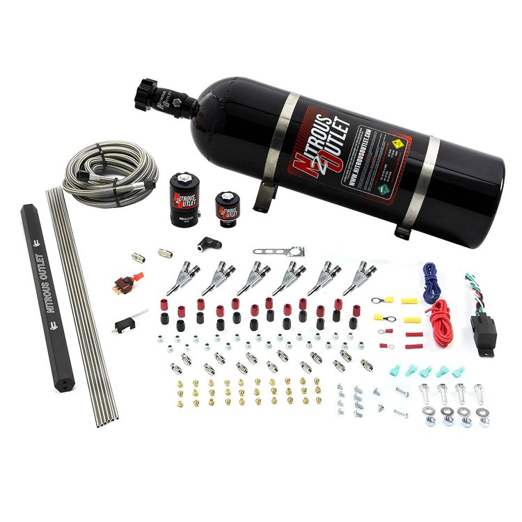 00-10398-R-SBT-15 6-Cyl Direct Port System, .122 Nitrous Solenoids/.177 Fuel Solenoids/Dual Passage Injection Rail