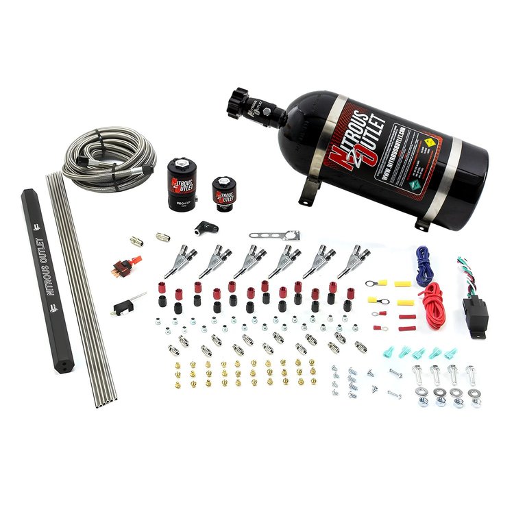 00-10399-R-SBT-10 6-Cyl Direct Port System, .122 Nitrous Solenoids/.177 Fuel Solenoids/Dual Passage Injection Rail