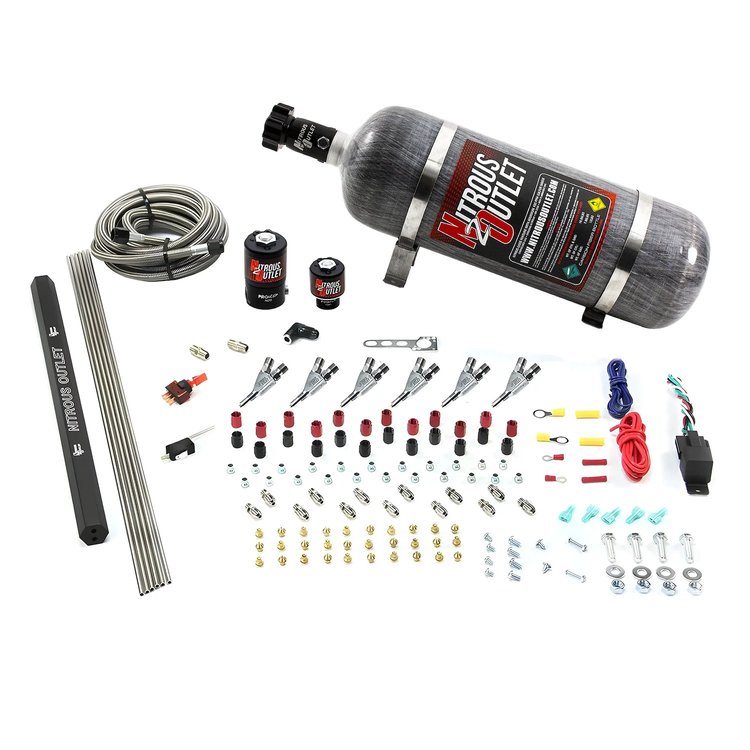 00-10399-R-SBT-12 6-Cyl Direct Port System, .122 Nitrous Solenoids/.177 Fuel Solenoids/Dual Passage Injection Rail
