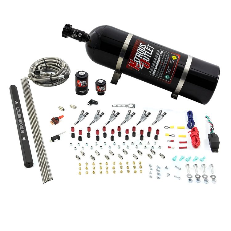 00-10399-R-SBT-15 6-Cyl Direct Port System, .122 Nitrous Solenoids/.177 Fuel Solenoids/Dual Passage Injection Rail