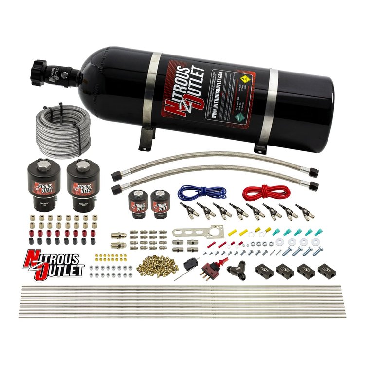 00-10433-E85-T-15 8-Cyl Direct Port System, Two .178 Trashcan Nitrous Solenoids