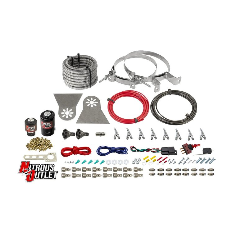 00-10481-H-SBT-00 8-Cyl Direct Port System, .122 Nitrous Solenoids/.177 Fuel Solenoids/Nylon Hose/Showerhead Distribution Blocks