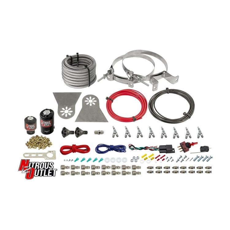00-10482-L-SBT-00 8-Cyl Direct Port System, .112 Nitrous Solenoids/.177 Fuel Solenoids/Nylon Hose/Showerhead Distribution Blocks