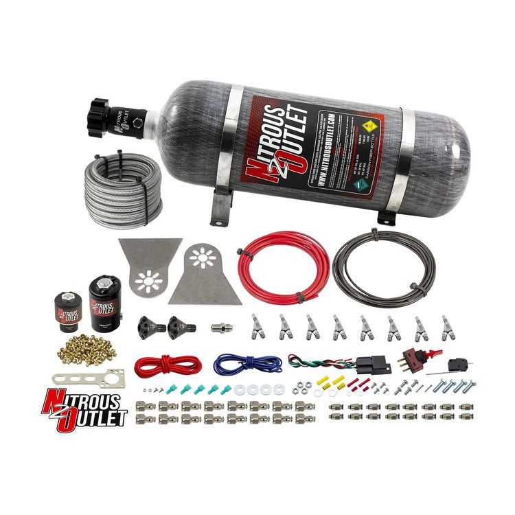 00-10482-L-SBT-12 8-Cyl Direct Port System, .112 Nitrous Solenoids/.177 Fuel Solenoids/Nylon Hose/Showerhead Distribution Blocks