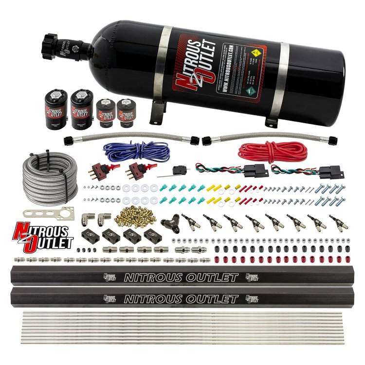 00-10362-ALC-R-DS-15 4-Cyl Dual-Stage Direct Port System, Two .122 Nitrous Solenoids/Two .177 Fuel Solenoids