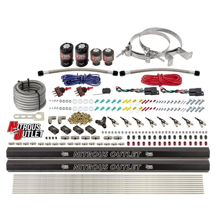 00-10362-E85-R-DS-00 4-Cyl Dual-Stage Direct Port System, Two .122 Nitrous Solenoids