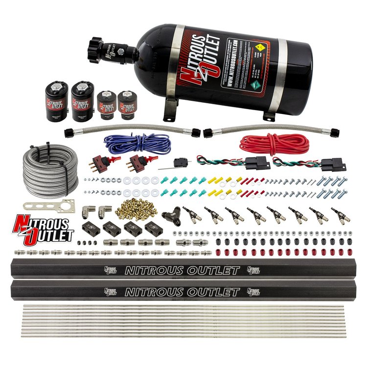 00-10362-E85-R-DS-10 4-Cyl Dual-Stage Direct Port System, Two .122 Nitrous Solenoids
