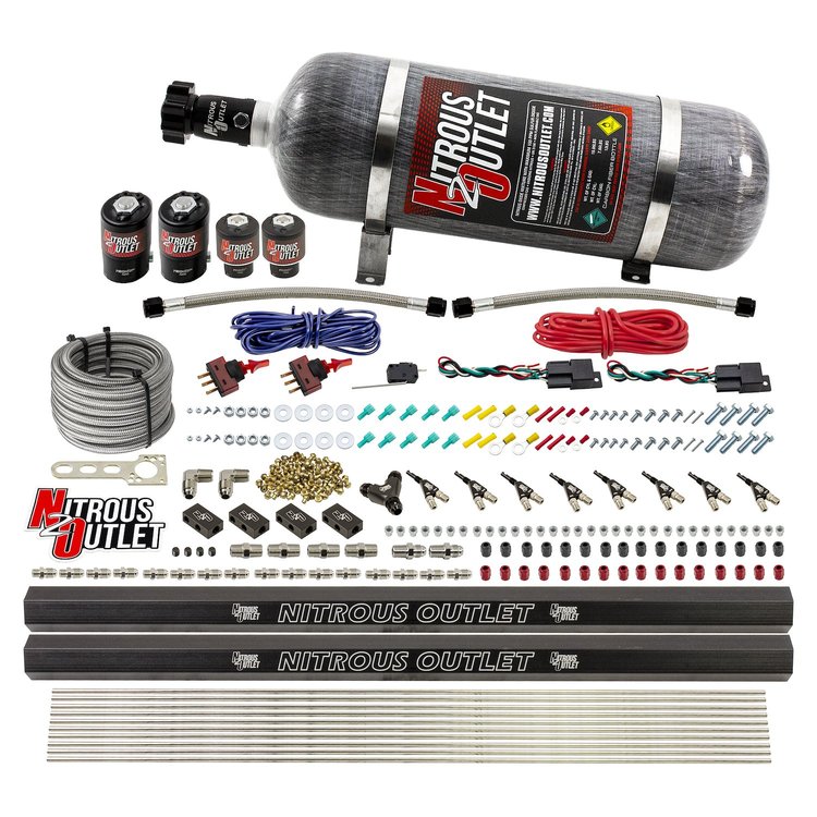00-10362-E85-R-DS-12 4-Cyl Dual-Stage Direct Port System, Two .122 Nitrous Solenoids