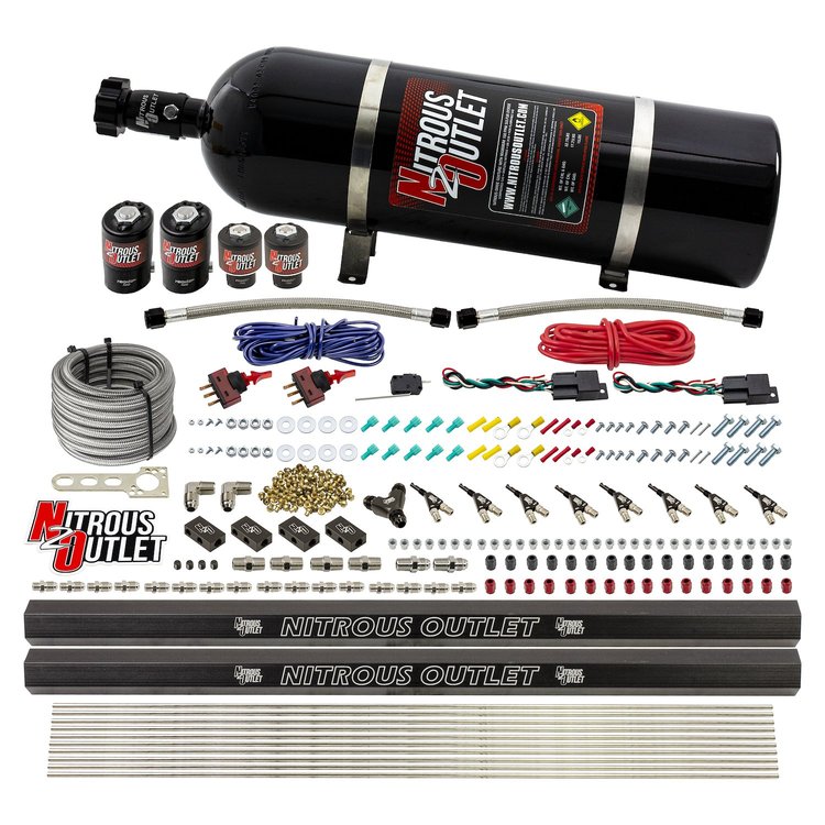 00-10362-E85-R-DS-15 4-Cyl Dual-Stage Direct Port System, Two .122 Nitrous Solenoids