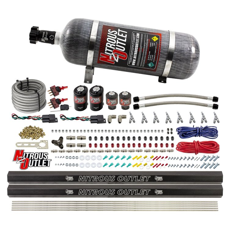 00-10363-E85-DS-12 4-Cyl Dual-Stage Direct Port System, Two .122 Nitrous Solenoids
