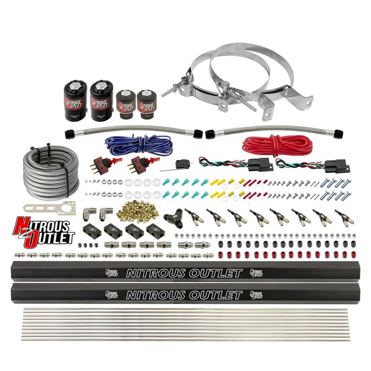 00-10363-E85-R-DS-00 4-Cyl Dual-Stage Direct Port System, Two .122 Nitrous Solenoids