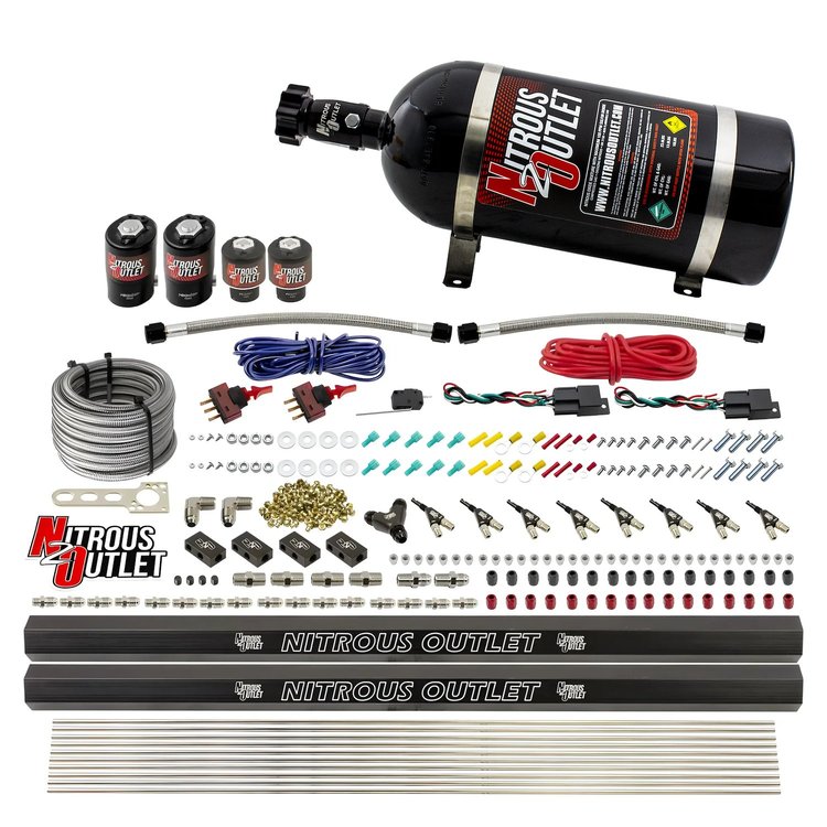 00-10363-E85-R-DS-10 4-Cyl Dual-Stage Direct Port System, Two .122 Nitrous Solenoids