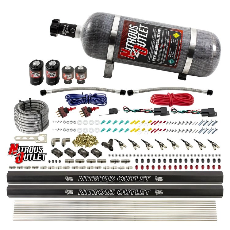 00-10363-E85-R-DS-12 4-Cyl Dual-Stage Direct Port System, Two .122 Nitrous Solenoids