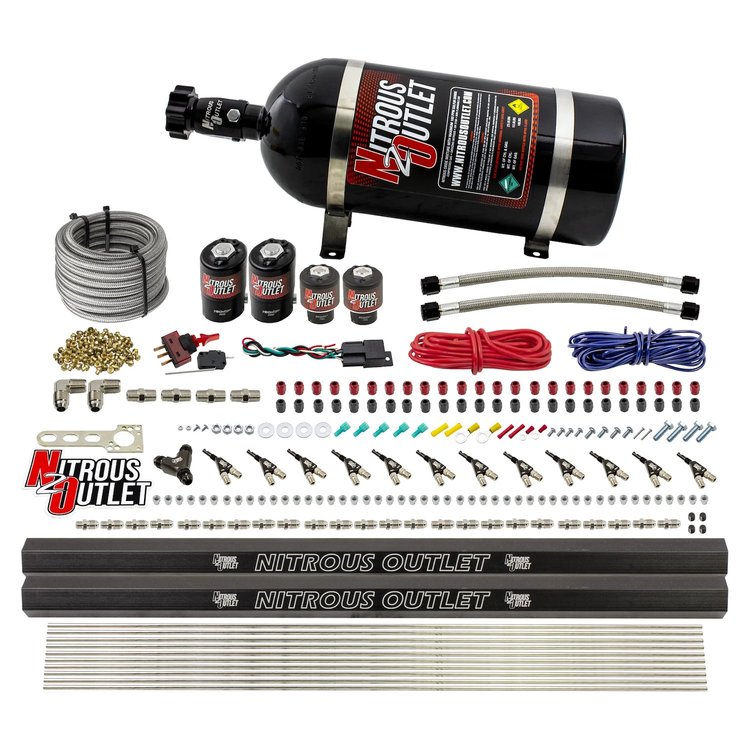 00-10398-E85-R-DS-10 6-Cyl Dual-Stage Direct Port System, Two .122 Nitrous Solenoids