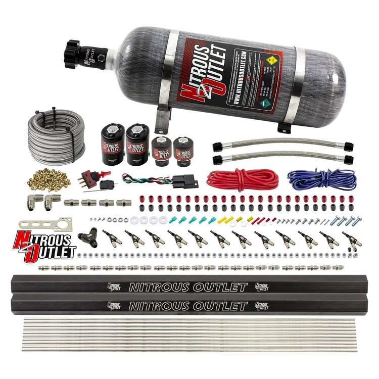 00-10398-E85-R-DS-12 6-Cyl Dual-Stage Direct Port System, Two .122 Nitrous Solenoids