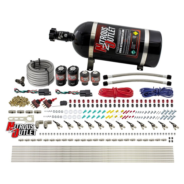 00-10399-E85-R-DS-10 6-Cyl Dual-Stage Direct Port System, Two .122 Nitrous Solenoids