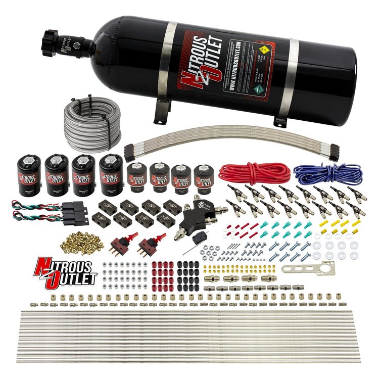 00-10433-E85-L-DS-15 8-Cyl Dual-Stage Direct Port System, Four .112 Nitrous Solenoids